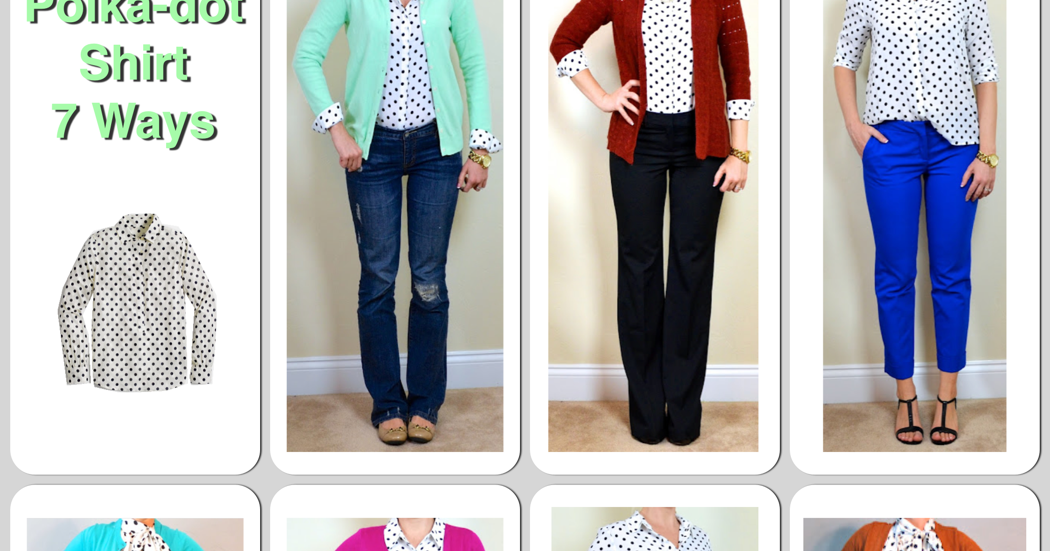 outfit posts: polka dot shirt 7 ways | Outfit Posts