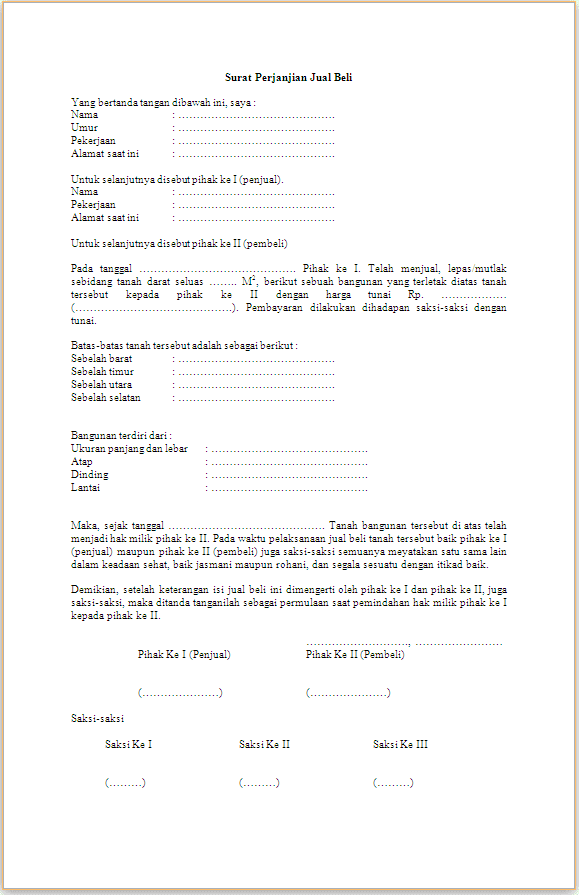 Contoh Surat Perjanjian Jual Beli Tanah Terbaru Terlengkap