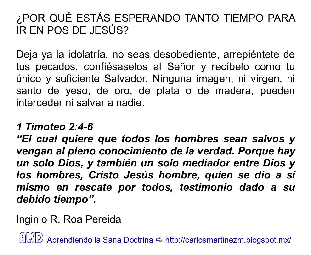 Aprendiendo la Sana Doctrina 1 Timoteo