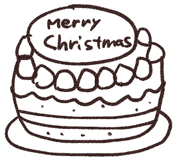 クリスマスケーキのイラスト「苺ケーキ」 白黒線画