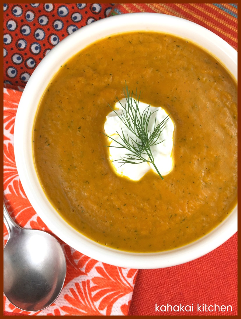 Kahakai Kitchen Creamy Carrot Soup with Dill and Mustard for Souper