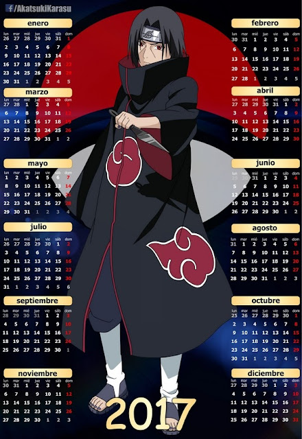 Calendario 2017 Naruto Itachi