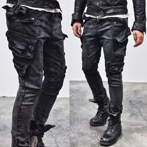 Re) Mens Storm Clouds Wax Skinny Cargo-Jeans 101 | Fast Fashion Mens ...