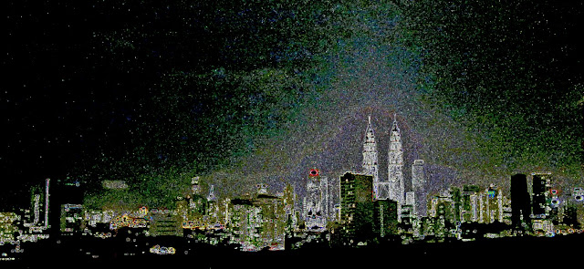 Kuala Lumpur skyline coloured illustration