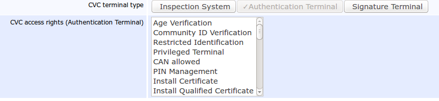 Pic 1: CVC access rights of the Authentication Terminal in EAC 2.10, EJBCA Enterprise 6.2.0. Click to enlarge!