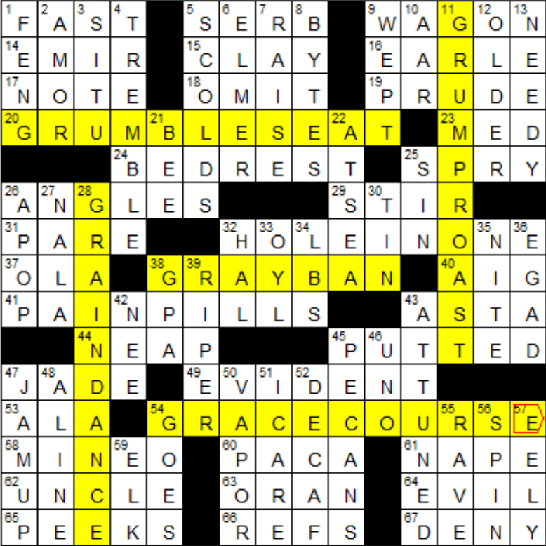 L.A.Times Crossword Corner Thursday, November 13, 2014 Jerome Gunderson