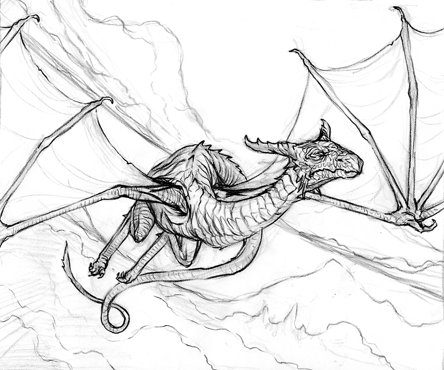 Дракон летит рисунок