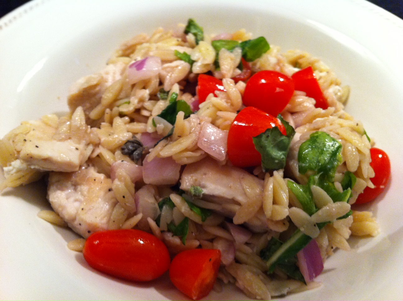 The Lazy Cook's Kitchen ChickenOrzo Salad with Goat Cheese