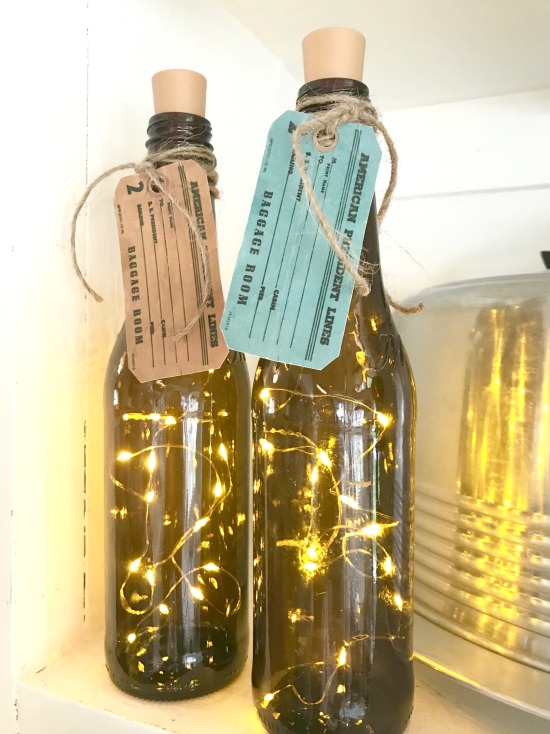 Recycled Corked Bottles with Fairy Lights