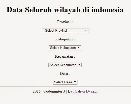 Membuat Dropdown Select Data Wilayah Seluruh Indonesia CI3