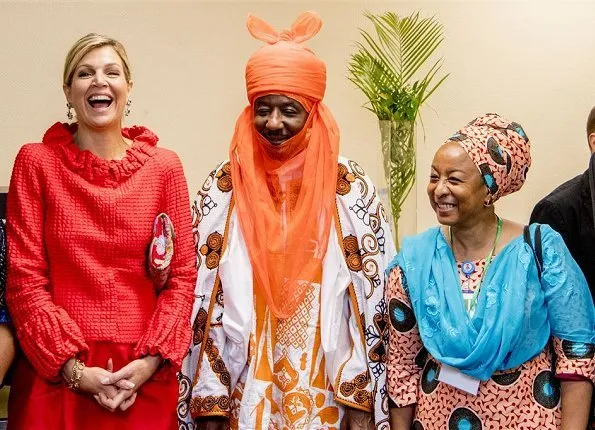 Queen Maxima wore a red Natan dress which she had worn before. Queen attended a event in Abuja, Nigeria