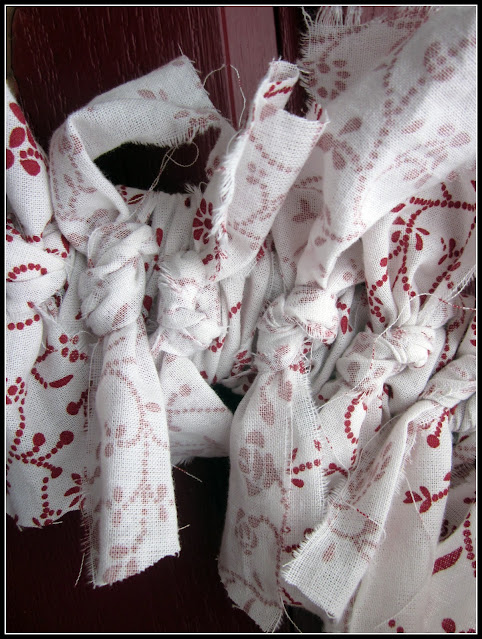 knotted strips of duvet fabric