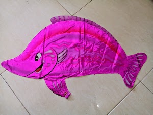 Balon Foil Character Ikan Pedang Metalik Pink
