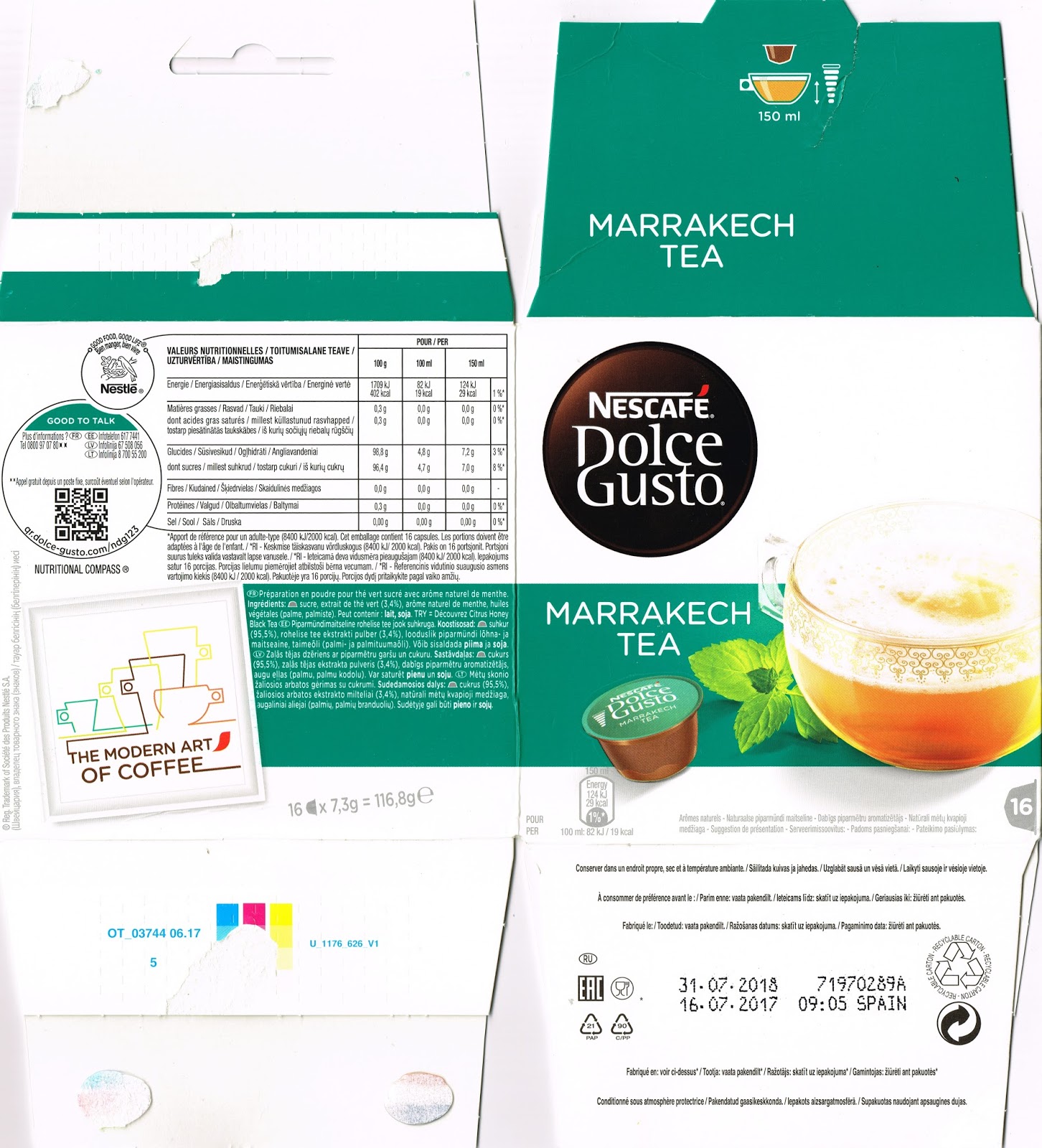 capsules-et-dosettes: Dolce Gusto : Marrakech Tea, thé vert parfumé à la  menthe
