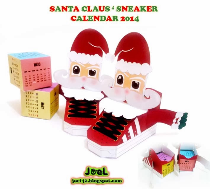 Santa Sneaker Paper Toy 2014 Calendar