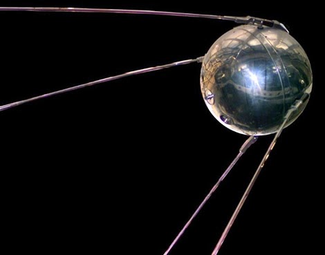 the first satellite, the Russian Sputnik, launched by rocket on October 4, 1957