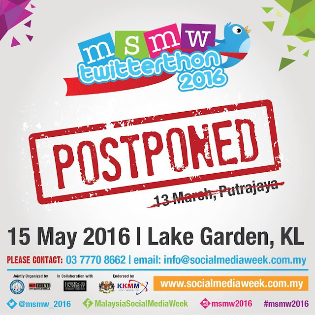 Postponement of MSMW Twitterthon 2016