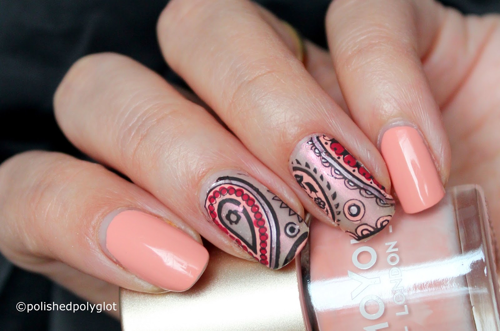 Nail Art │ Pink Satin Paisley manicure done with Silicone Mat [Tutorial] /  Polished Polyglot