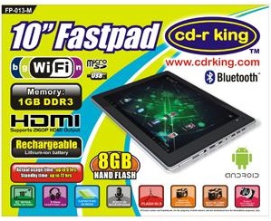Cdr King Introduces 10 Inch Fastpad 1 5 Ghz Dual Core Cpu 1gb Ram Android Ics For Php 6 990 Pinoy Metro Geek