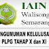 Pengumuman Kelulusan PLPG Tahap X dan XI LPTK Rayon 206 IAIN Walisongo Semarang