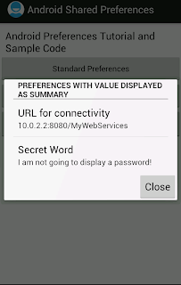 Android Preferences with Values displayed in Summary