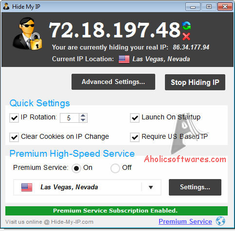 Hide My IP + Keys Free Download Hide My IP is a powerful and approachable application you can use to make your IP address anonymous when connecting to the Internet, by switching to a fake one.