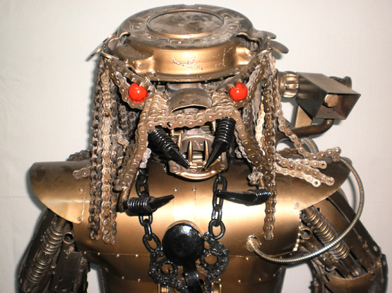 Escultura De Búho De Acero Cromado Hecha A Mano - Obra De