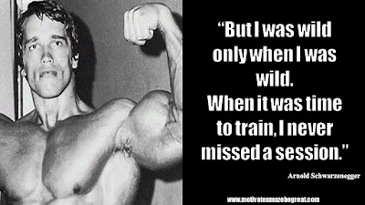 Featured in the article Arnold Schwarzenegger Inspirational Quotes From Motivational Autobiography that include the best motivational quotes from Arnold: “But I was wild only when I was wild. When it was time to train, I never missed a session.” 