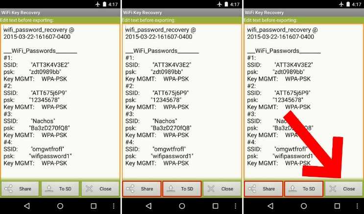 WiFi Key Recovery aynı zamanda rootsuz wifi şifresi görmek için de kullanılabilir.