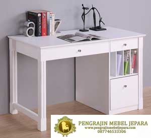 contoh gambar Meja Kantor dengan laci warna putih