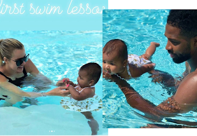 KUWTK STAR, KHLOE KARDASHIAN AND NBA STAR, TRISTAN THOMPSON SHARES PHOTO AS THEIR DAUGHTER, TRUE TAKES HER FIRST SWIMMING LESSON[PHOTOS]