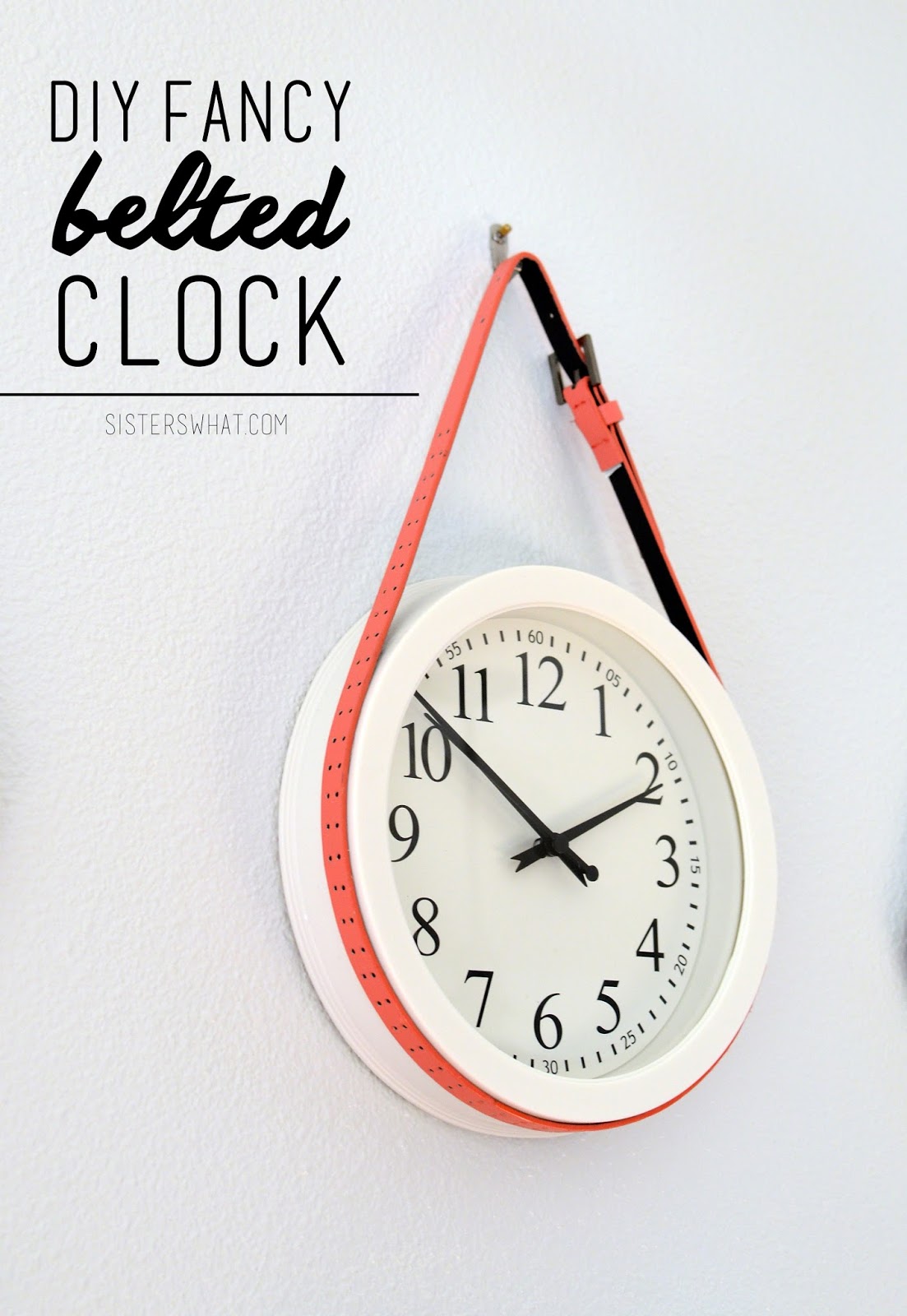 Add a colorful belt to a white, simple clock to add some color to a wall/room