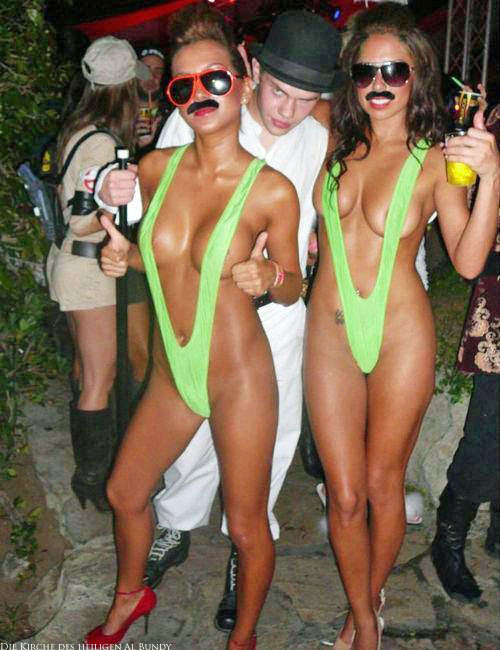 Lustiges Bild Borat Badeanzug - Frauen Kostüm mit Schnauzbart
