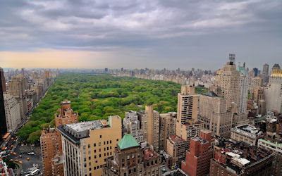 Vista aérea del Parque Central en Nueva York, USA.
