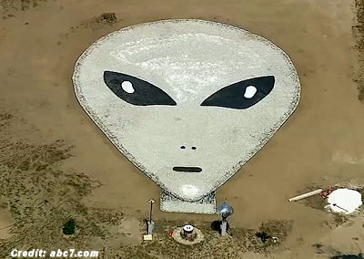 Romoland Man Creates Huge 'Alien Face' in Backyard
