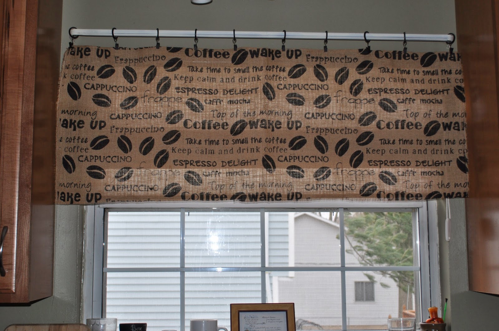 Thrifty Meets Crafty Coffee Themed Burlap Kitchen Valance