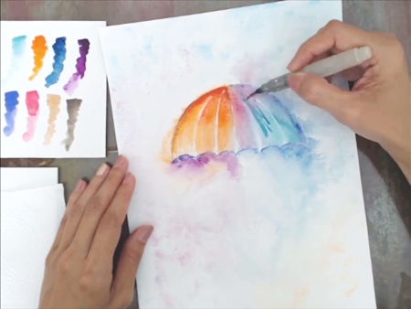 Pintando com Aquarela: Guarda-Chuva Pintando com Aquarela: Guarda-Chuva
