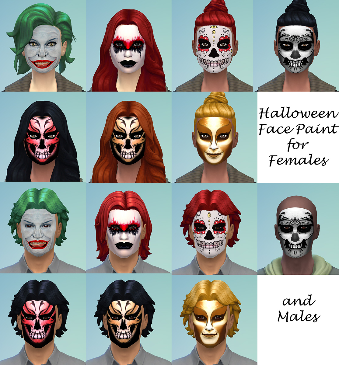 Halloween Face Paint for Males and Females Teen through Adult by Simmiller ...