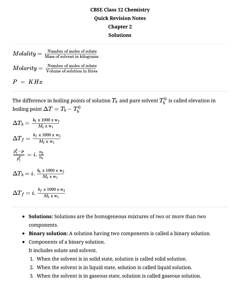 solution and colligative properties class 12 notes pdf