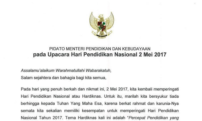 DOWNLOAD NASKAH PIDATO MENDIKBUD HARDIKNAS 2018 Tentang