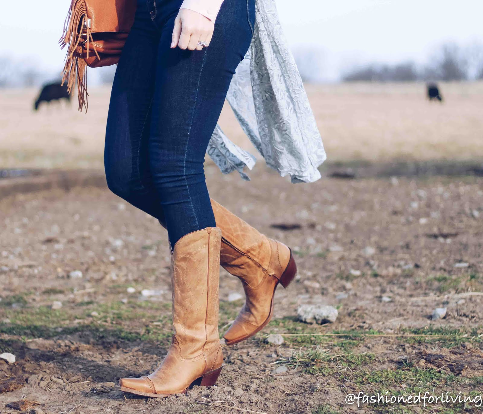 Fashioned For Living: spring cowgirl boots outfit. western chic style.