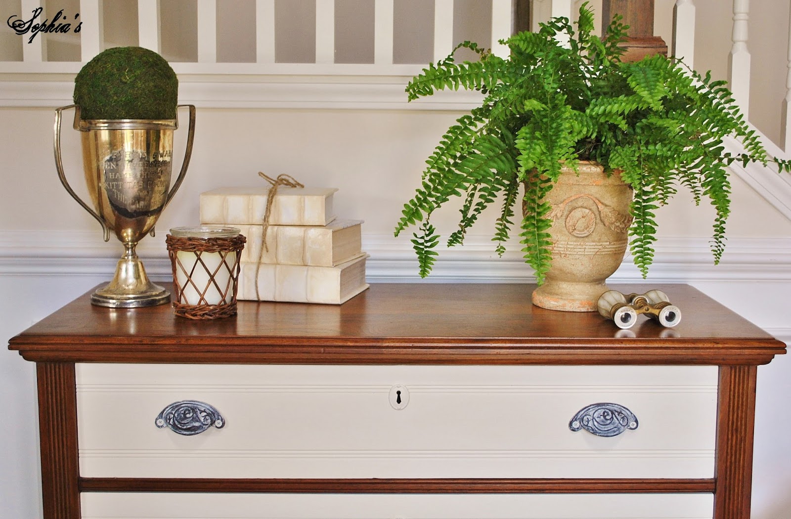Sophia's: Two-toned Dresser and Kitchen Scale Dining Table