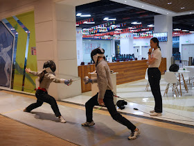 fencing match at a mall in Zhongshan