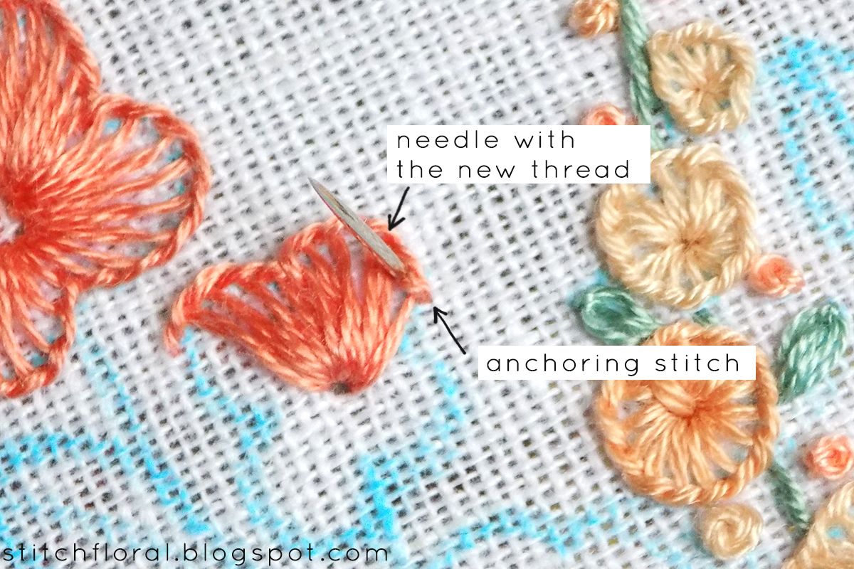 Buttonhole stitch when the thread ends Stitch Floral