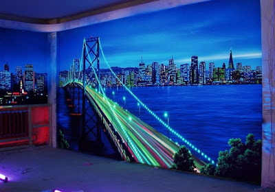 3D wallpaper with LED backlit for realistic living room wall