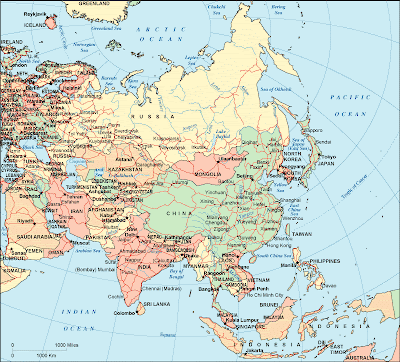 Karta över Asien Kontinent Regionen | Karta över Sverige, Geografisk