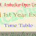 Ambedkar Open university B.Ed 1st year theory exam time table 2016-2017 BRAOU