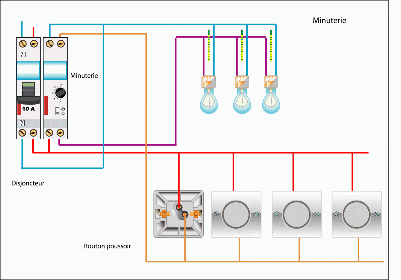 Schéma électriqueminuterie electrique Minuterie simple