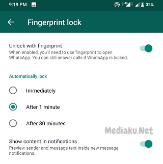 Fingerprint WhatsApp Tidak Muncul