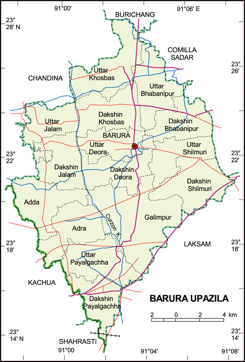 Barura Upazila Map Comilla District Bangladesh